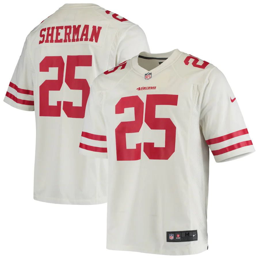 Men San Francisco 49ers #25 Richard Sherman Nike White Game Player NFL Jersey